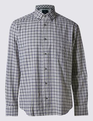 Pure Cotton Checked Shirt with Pocket